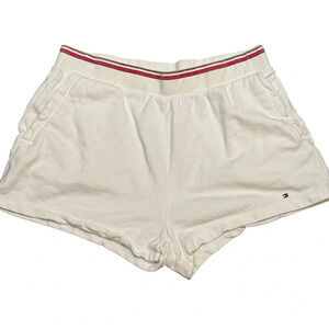 Tommy  Hilfiger White Sport Cotton Running
Shorts Women's M Red Stripe Waistband
